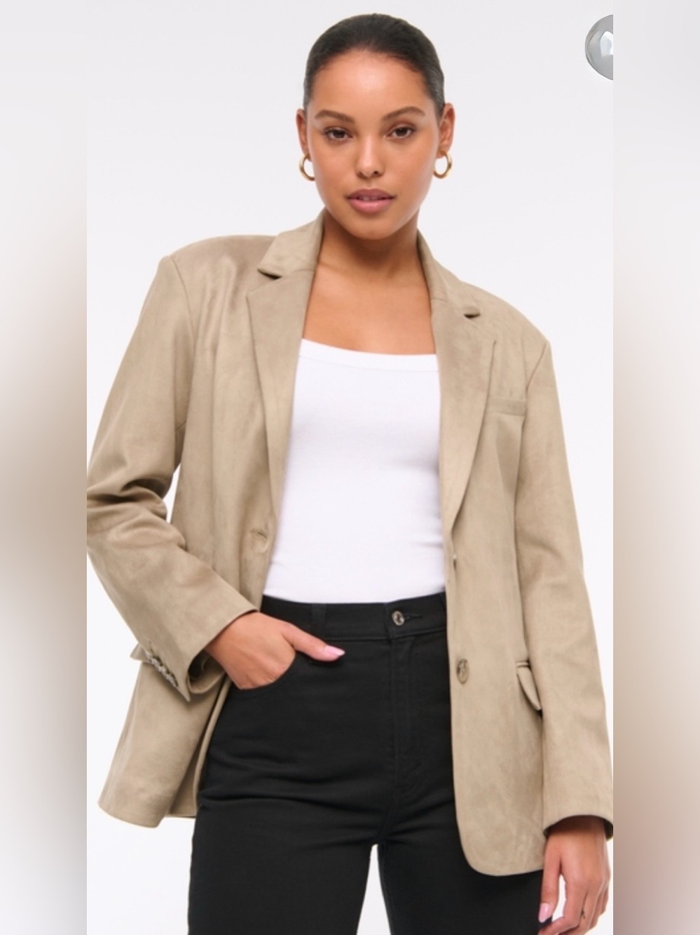 Abercrombie & Fitch Taupe Vegan Suede Blazer